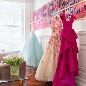Christian Siriano Couture NYFW Fuchsia Tiered Gown